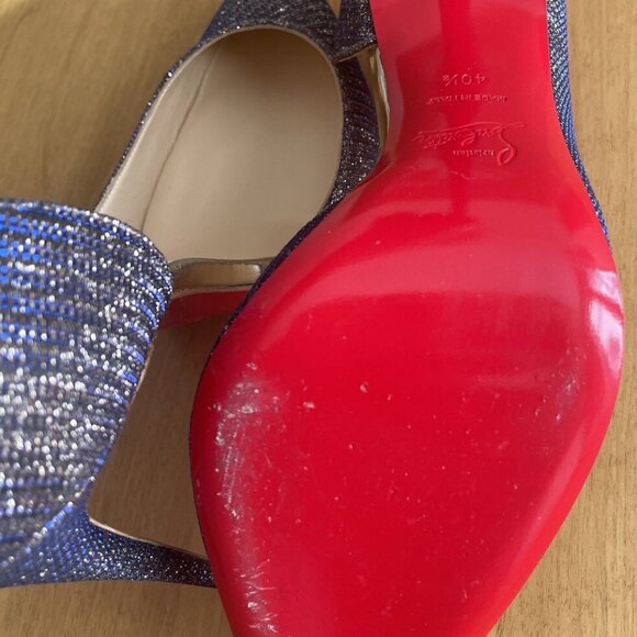 CHRISTIAN LOUBOUTIN Iriza Atlantic/Light Gold Glitter Pumps Heels - Picture 7 of 10